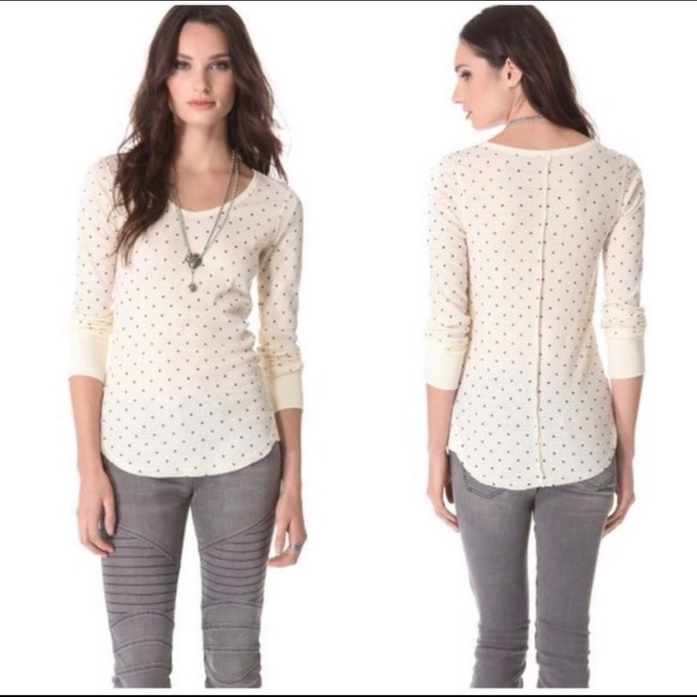 LIKE NEW! Free People Polka Dot Thermal - Picture 3 of 10